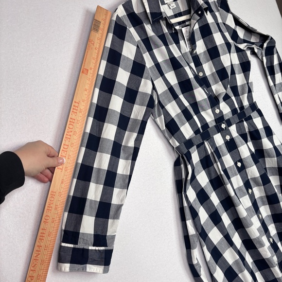 J. Crew Gingham Tie-waist Poplin Shirtdress Navy Size 8 - Picture 11 of 11
